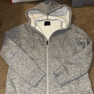FIGS Heather Gray hooded jacket